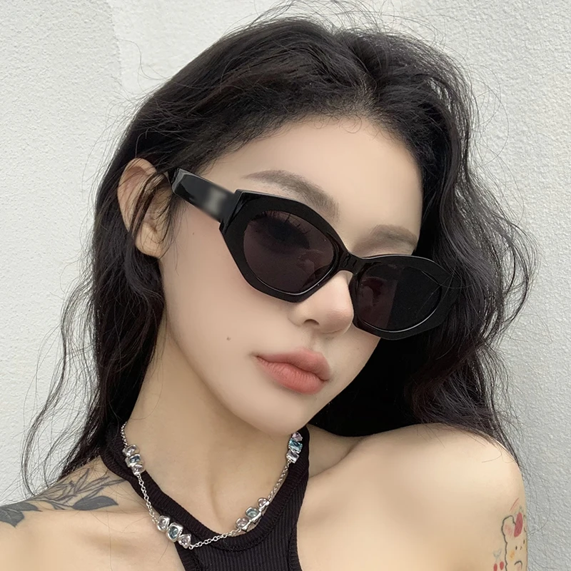 复古多边形黑色墨镜圆脸显瘦网红欧美辣妹高级大脸拍照度假太阳镜