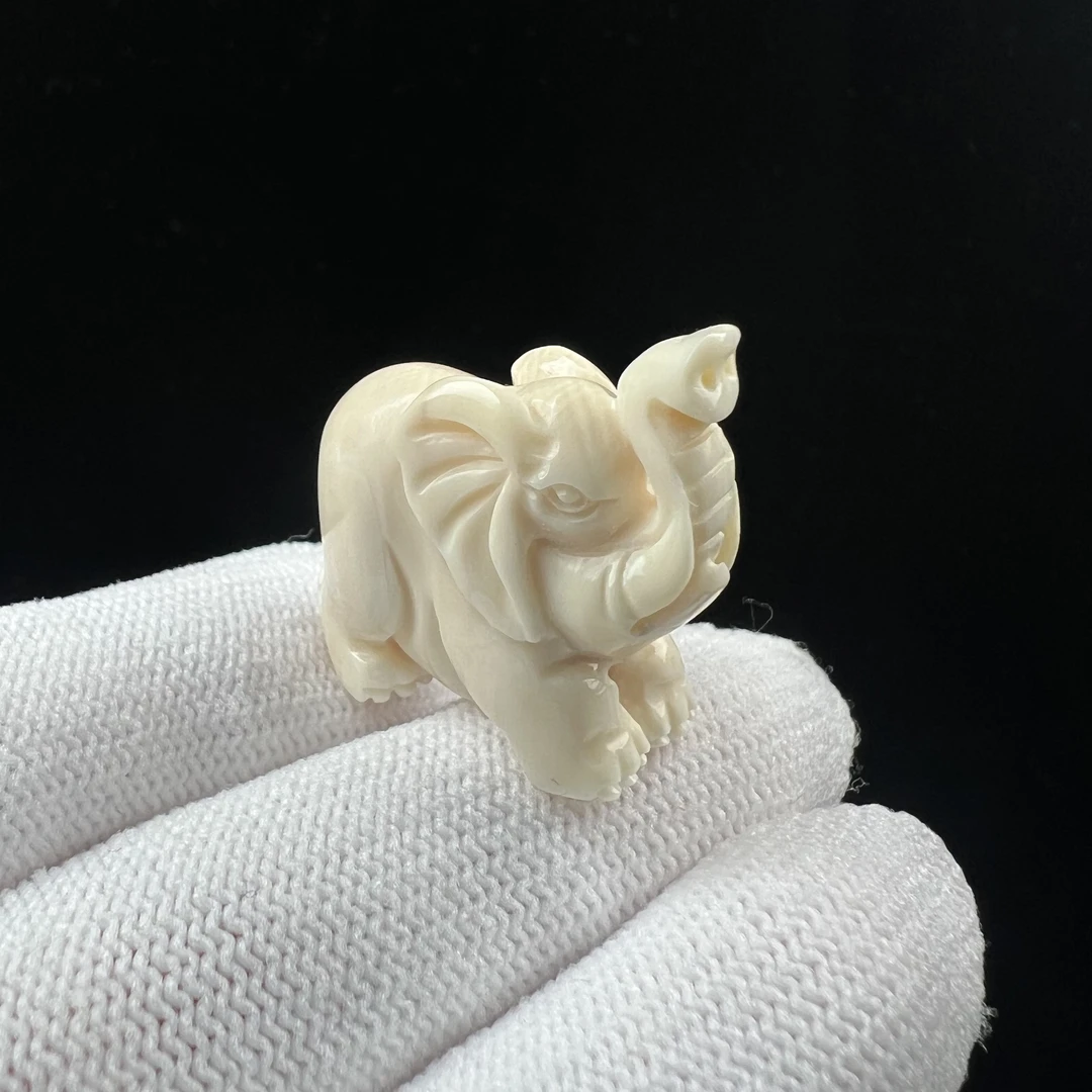 P9826天然猛犸牙小象13x28x24mm支持鉴定 假一罚四