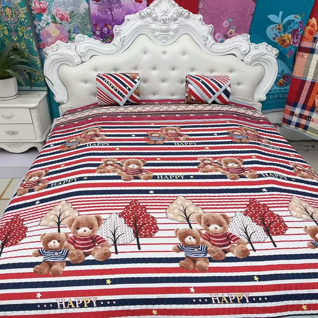 【民族风/小熊】四季通用床盖三层加厚双面可铺可盖盖毯绗缝夹棉