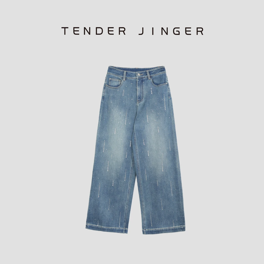 Tender Jinger｜线下专供 烫钻设计感宽松阔腿牛仔裤T54XJ223X