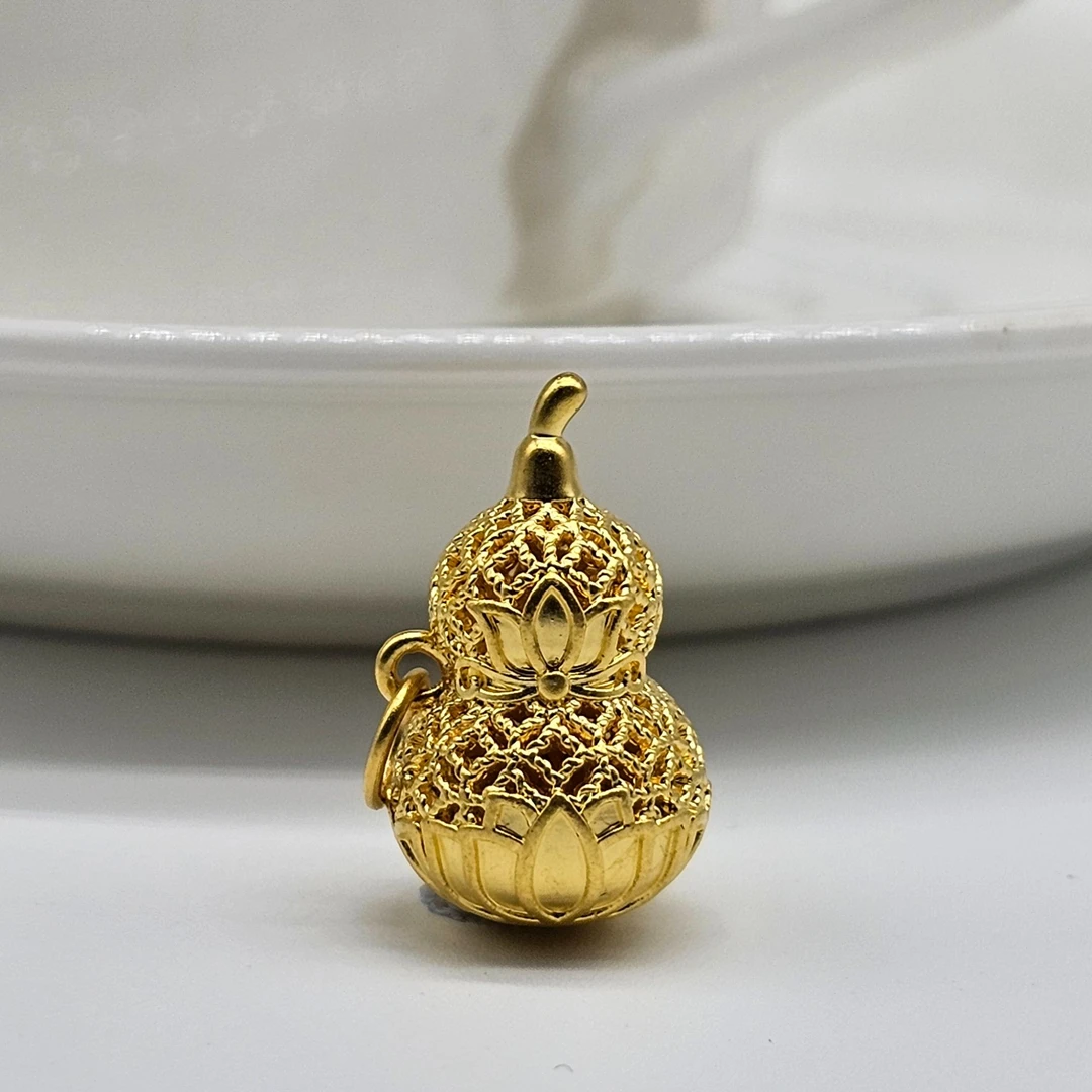 明牌珠宝楼哥甄选足金999 花丝莲花葫芦 多样性发货约卡12*20mm