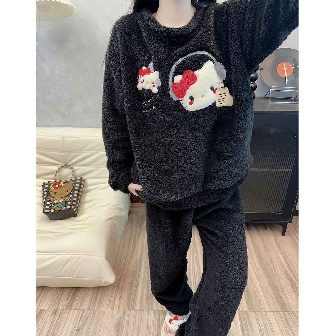 【KT猫】女士睡衣冬季加厚长毛绒韩版套装秋冬新款保暖珊瑚绒家居服