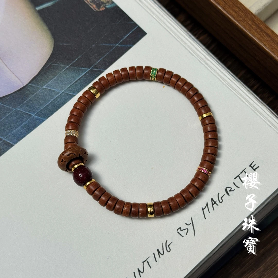 925银木质手链 桃木直切时尚设计百搭手串*多样性发一