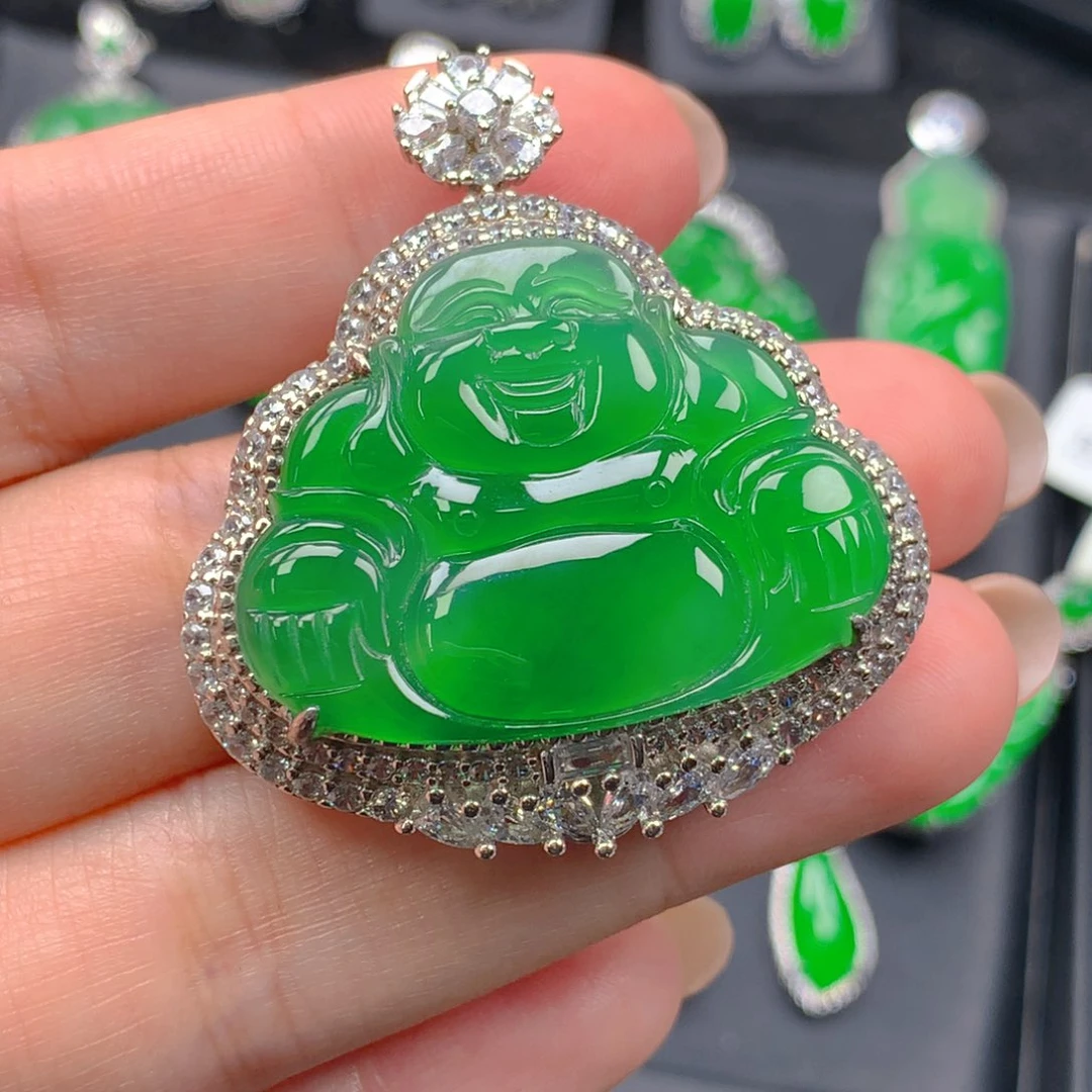 吊坠(不含链)银S925镶嵌翡翠