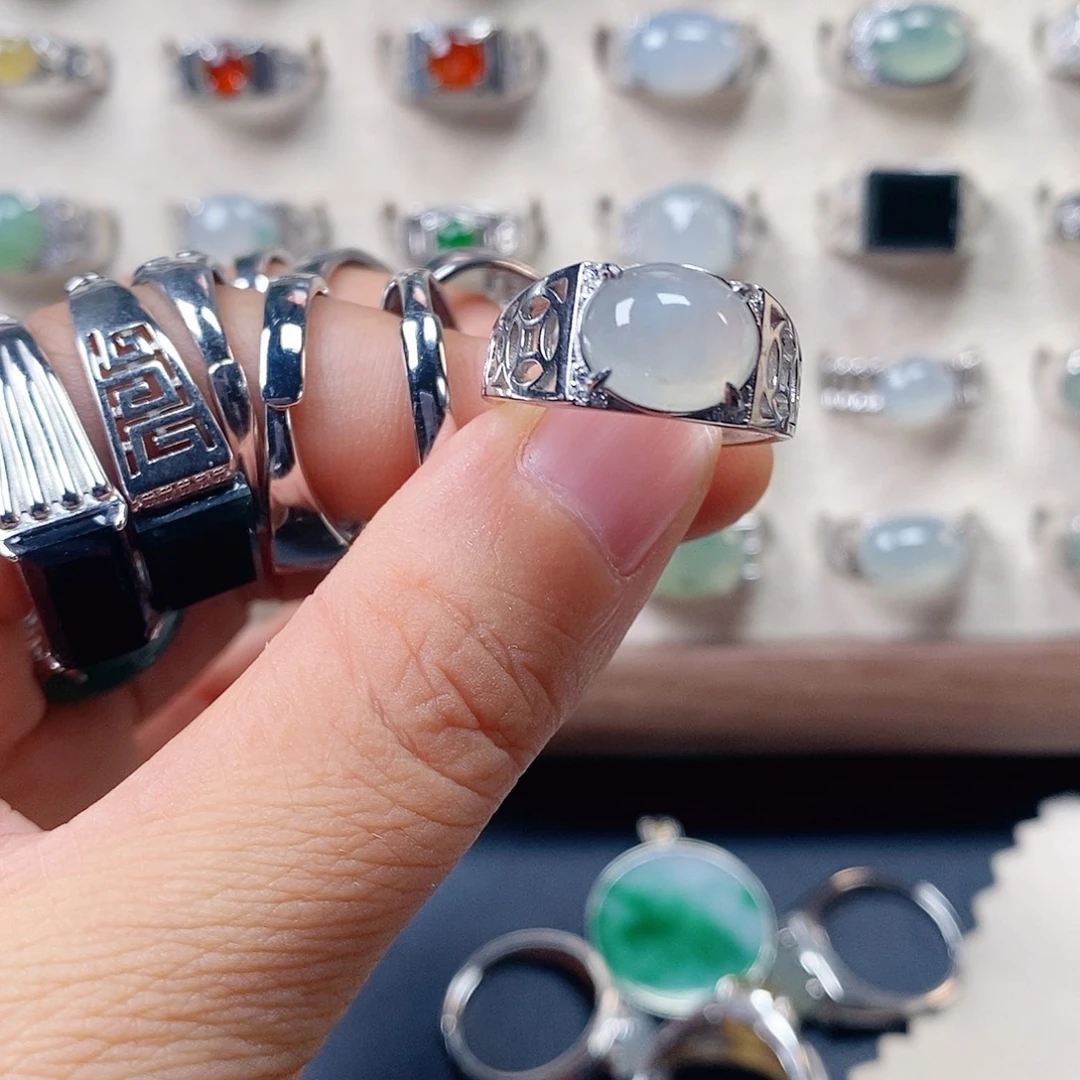 翡翠银S925镶嵌戒指