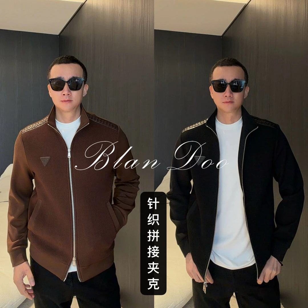 （秋款）BLANDOO "立体剪裁”  男士高品质小立领拼接针织夹克8120