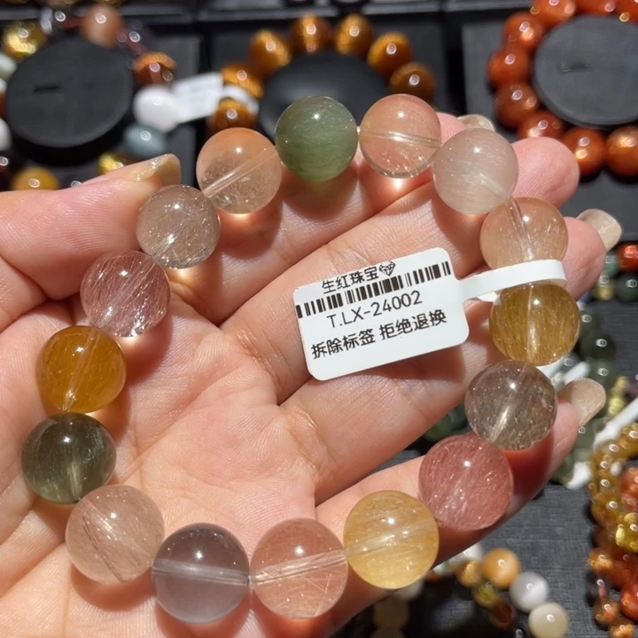 水晶手链未镶嵌彩兔毛13mm左右