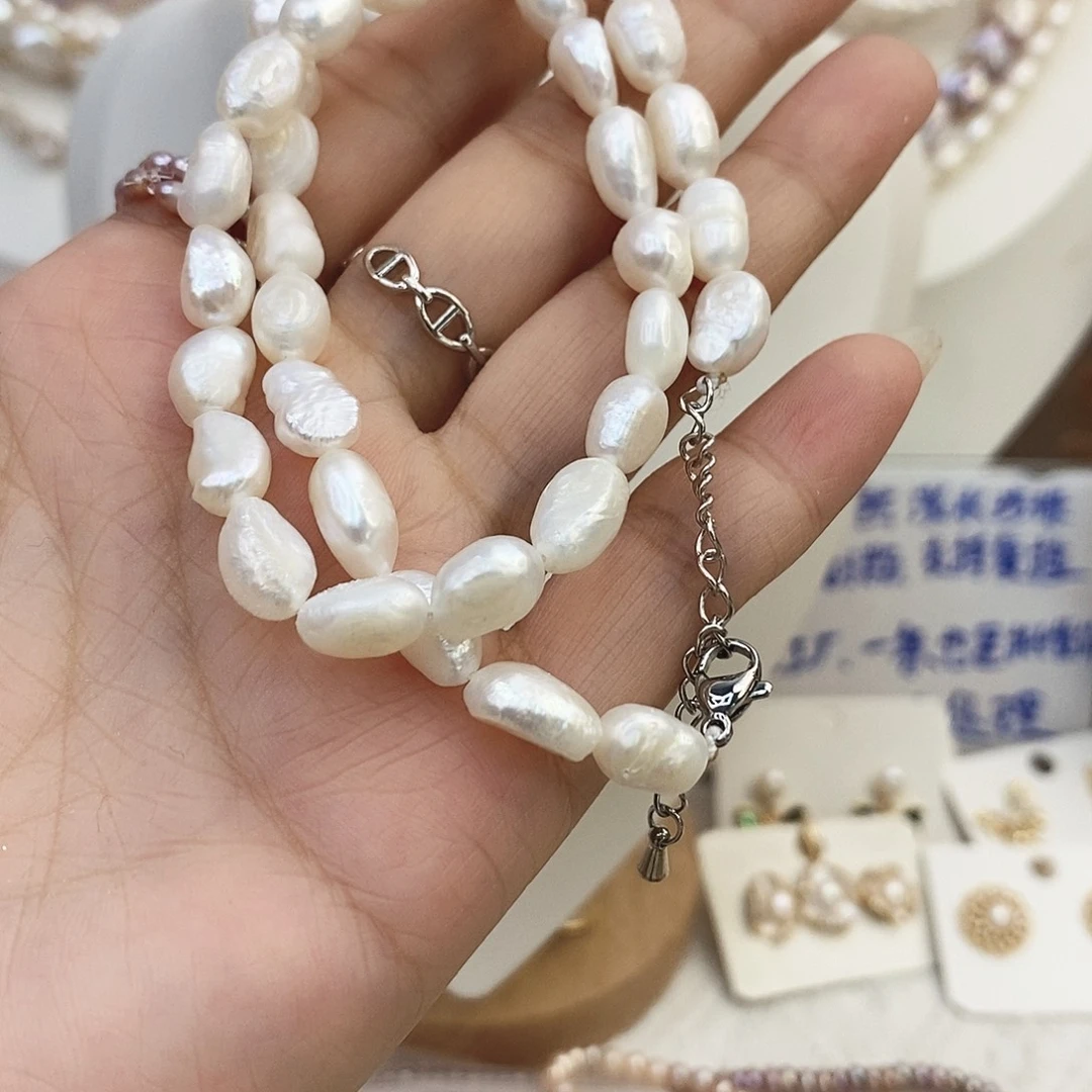 钛钢淡水珍珠颈饰