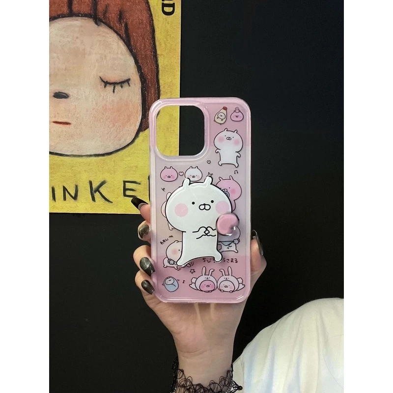 ins高级感可爱兔兔支架适用iphone16promax苹果15手机壳14新款13