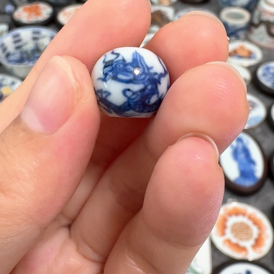 瓷片青花龙珠1.2一个
