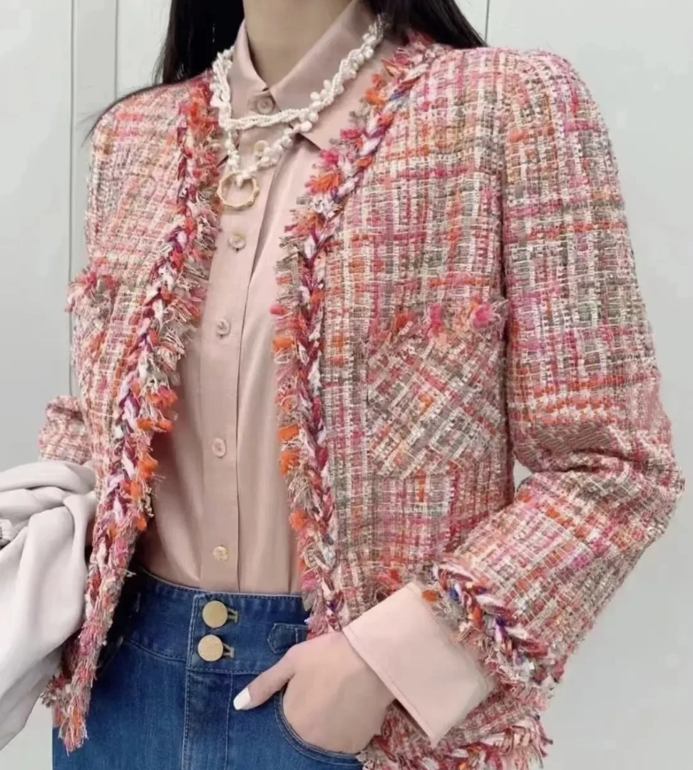 （不退换）5400621小香外套小香风碎花显瘦气质洋气时尚蕾丝花边