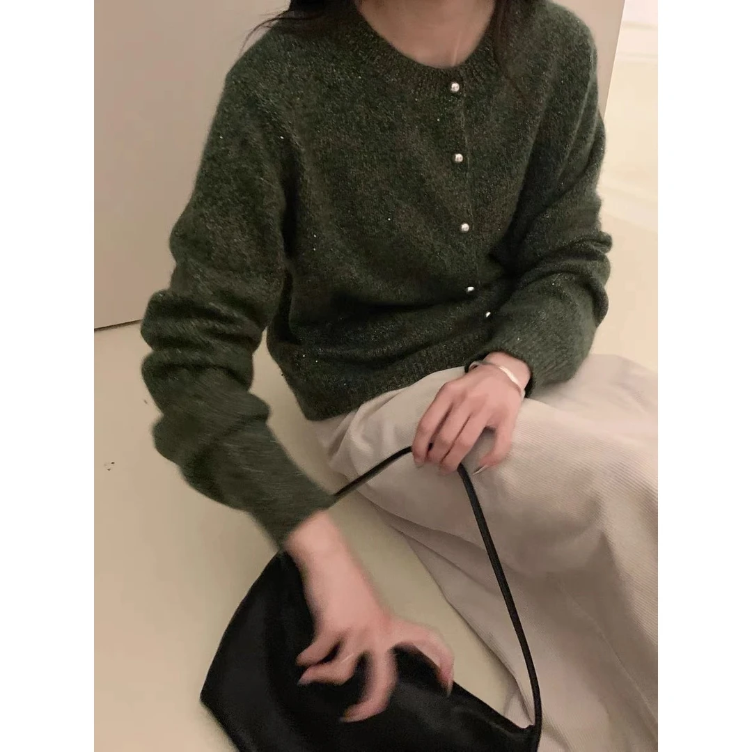 /花绿开衫/亮片花线欧货显瘦宽松软糯针织开衫 93593