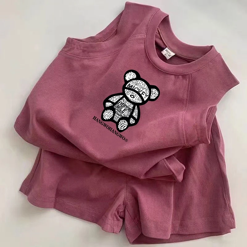 2025夏季儿童纯棉无袖背心套装男女童宝宝洋气休闲时尚宽松两件套