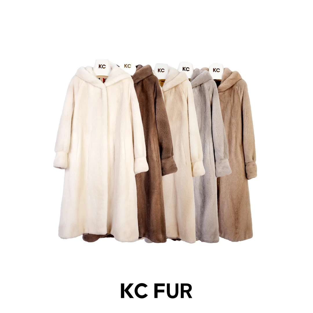 KC【天然皮草】宽松阔版长款连帽水貂女款人生皮草-RS8970