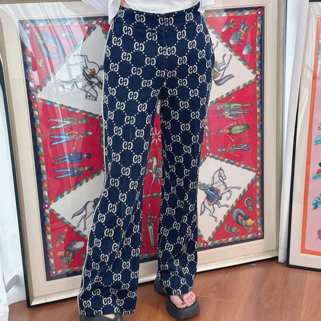 95新 GUCCI/古驰 老花织物长裤女款38码/250423SJD5J01