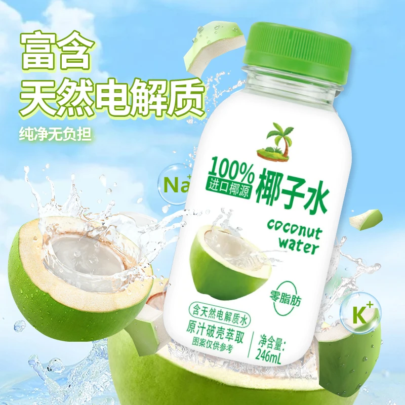 【246ml*8瓶】100%椰子水新日期果汁天然0添加植物饮料电解质饮品