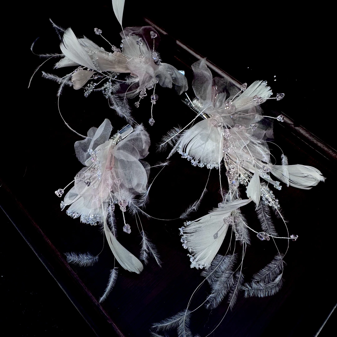 高定手作|新品“蜜桃甜心”三件套6812#新娘饰品