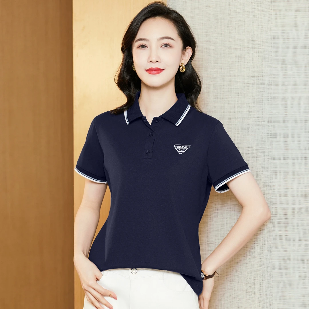 【遮肉正肩显瘦短袖】夏季宽松Polo领短袖时尚减龄女装t恤短袖