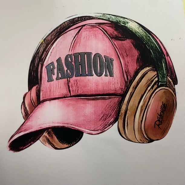 粉帽白墨结合镭射烫画。满20包邮