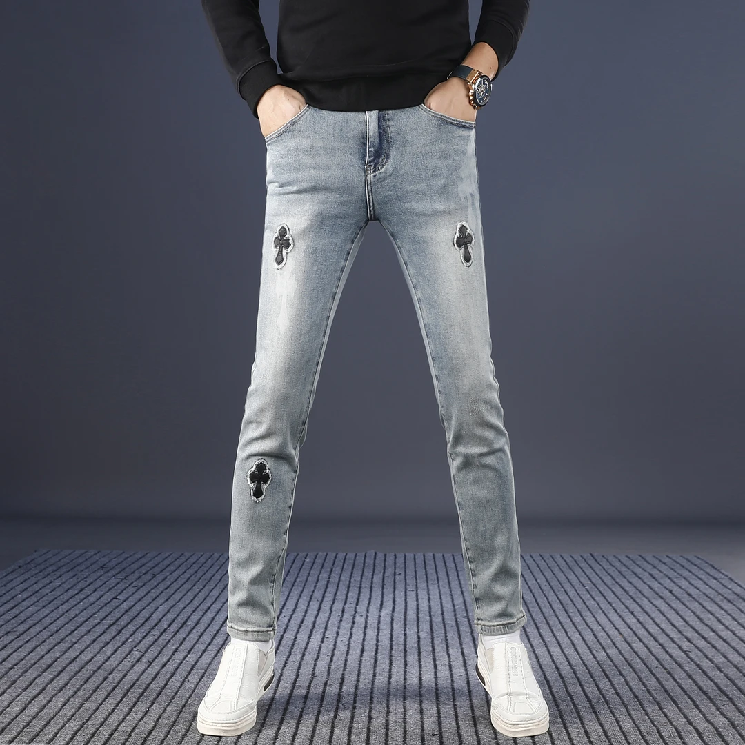 范莉泰九分男士牛仔裤男款爆款2025新款修身小脚秋冬痞帅潮男裤子
