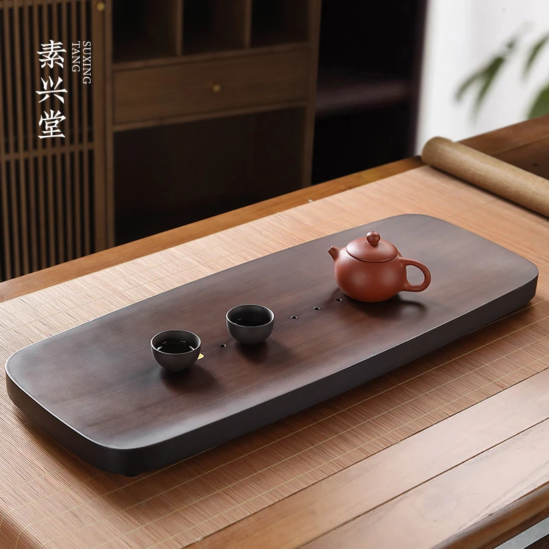 素兴堂竹制茶盘新中式简约储排水茶台家用轻奢干泡盘长方形大茶海