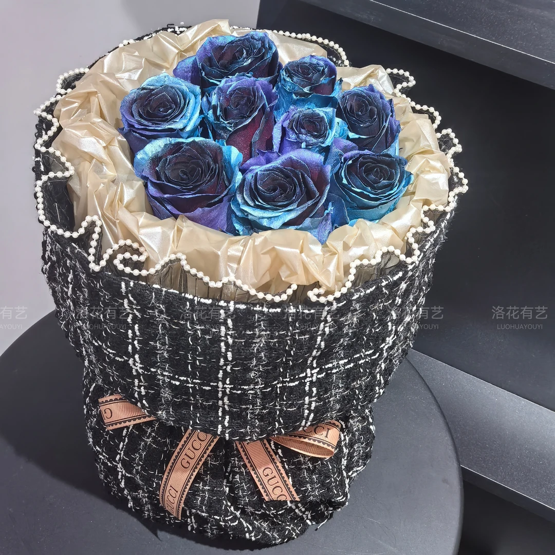 大连同城自提蓝玫瑰生日礼物进口花束送男女友惊喜浪漫创意情人节