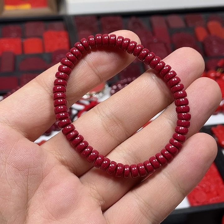 天然辰砂红晶砂手链