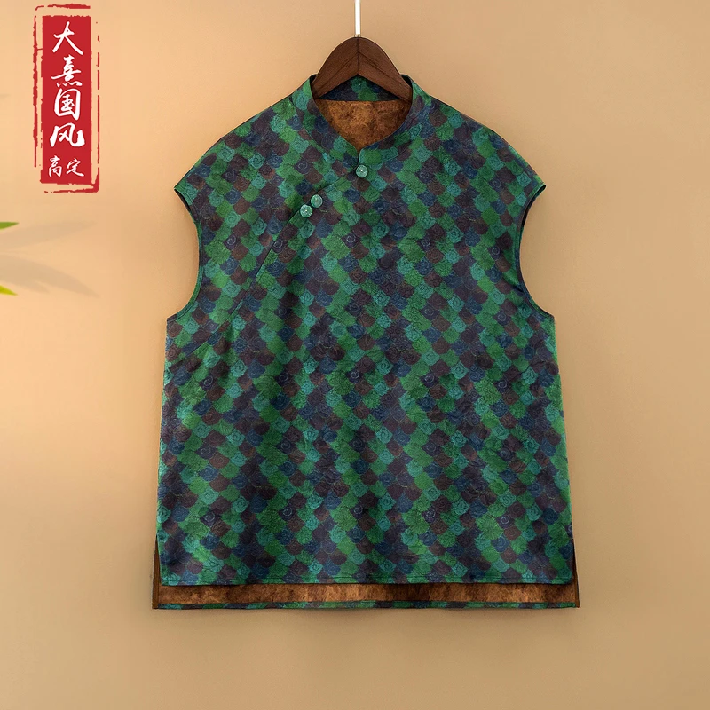 【碧玉】夏季2025新款上衣小衫新中式女装国风立领提花无袖衬衫