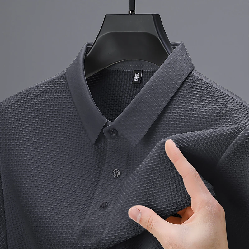 polo衫男士新款短袖T恤男士翻领上衣提花中老年爸爸装老钱行政