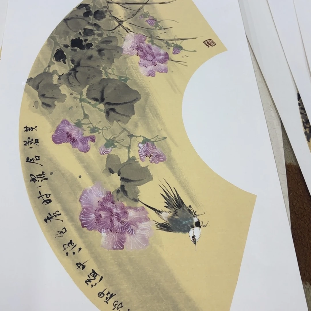 国画全****盼寒山卡纸作品童
