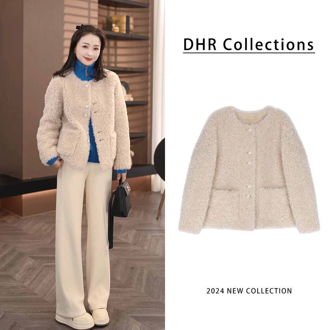 DHRCOLLECTTIONS豆豆梦乡冬季绵羊毛皮毛一体外套女-D7756