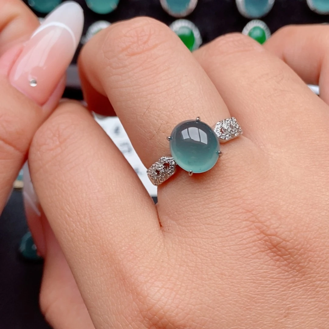 翡翠戒指银S925镶嵌75884