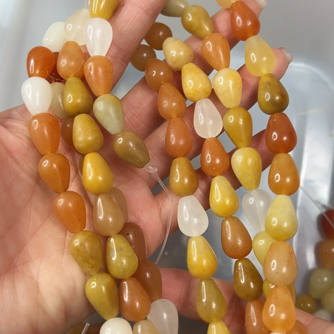 玛瑙/玉髓未镶嵌珠宝半成品，金丝玉水滴一条