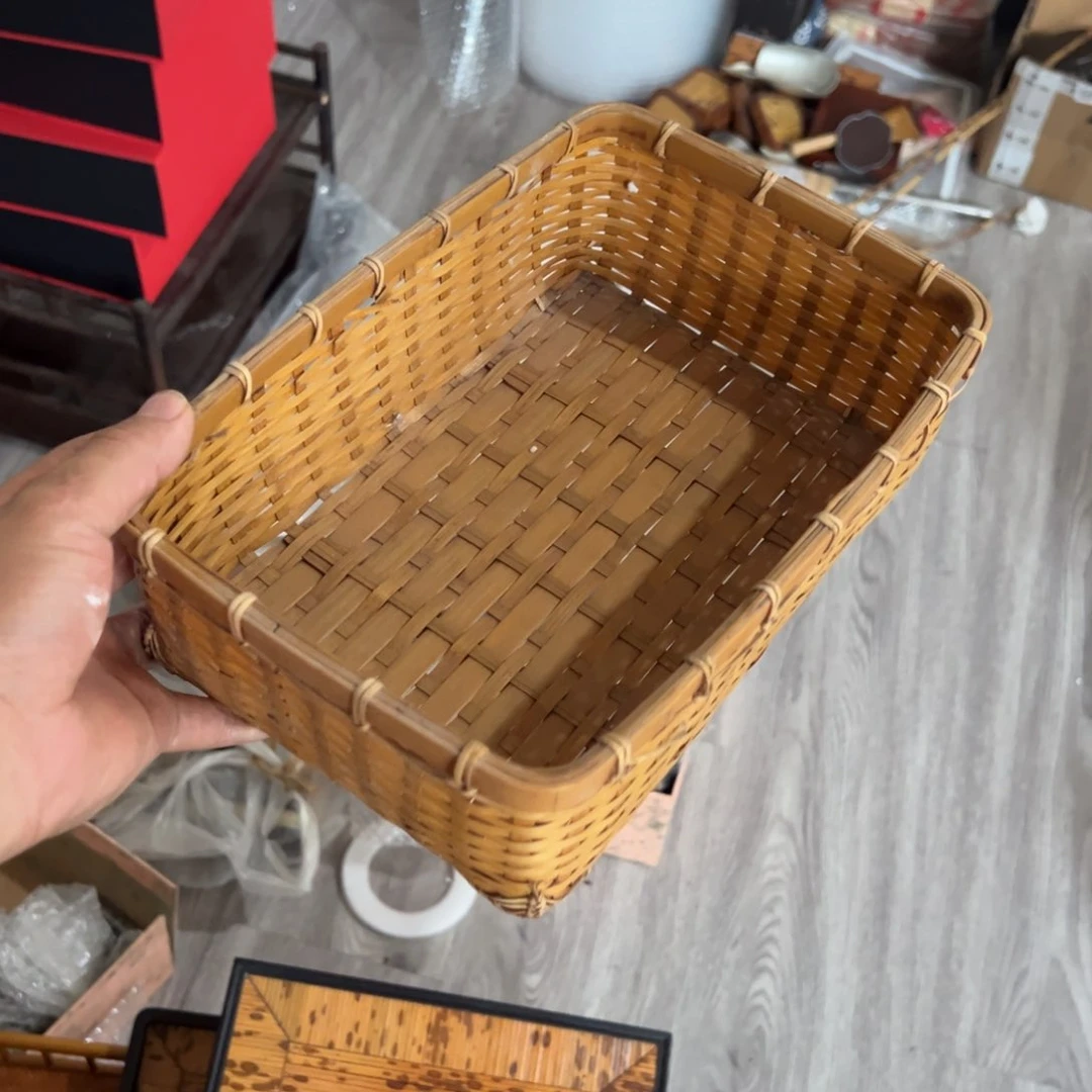 竹编长方形收纳筐