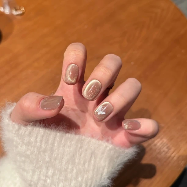 【微醺蝴蝶】腮红显白俏皮可爱立体蝴蝶猫眼百搭纯手工穿戴甲