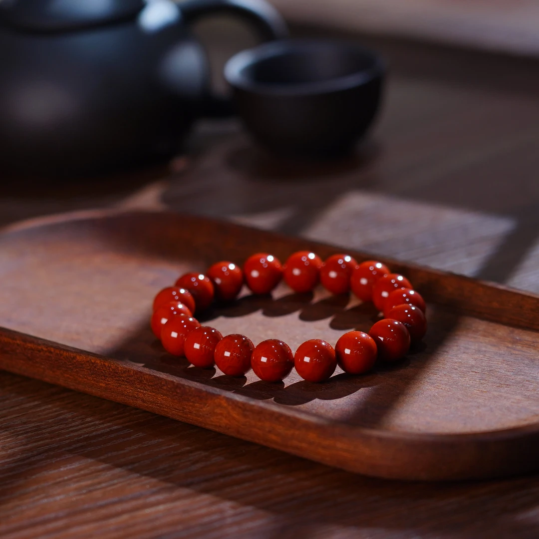 【睿泽鉴宝】 南红大点位满色满肉柿子红手串 11mm DG0057