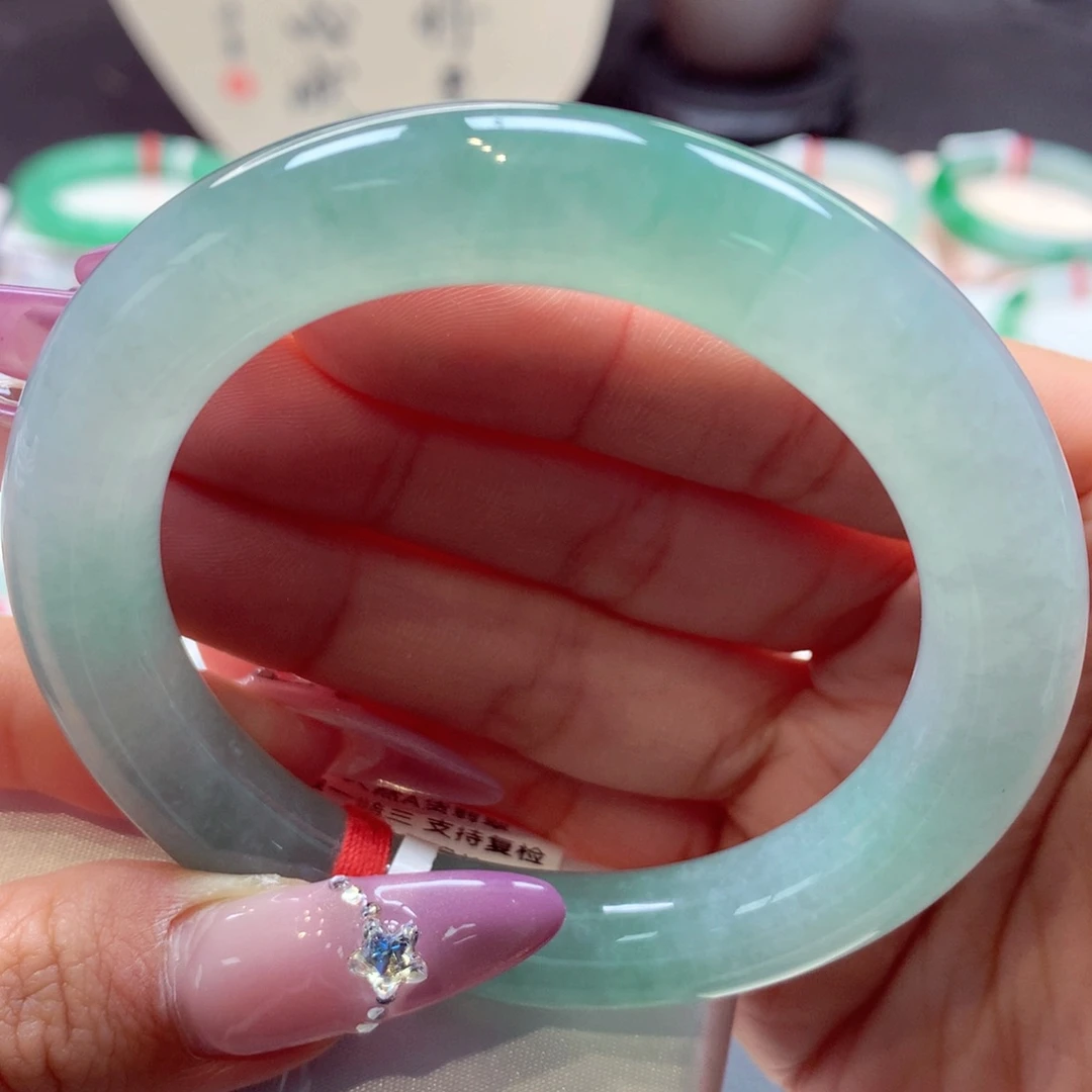 翡翠手镯未镶嵌圆条39号66
