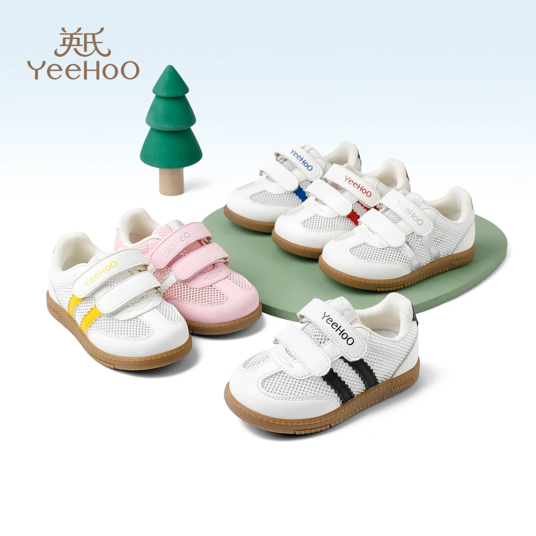 英氏童鞋儿童运动鞋夏季新款男童透气板鞋女童网面防滑宝宝鞋5062