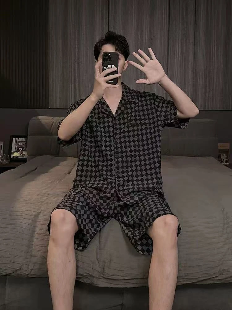 【特价秒杀】男士冰丝睡衣三件套