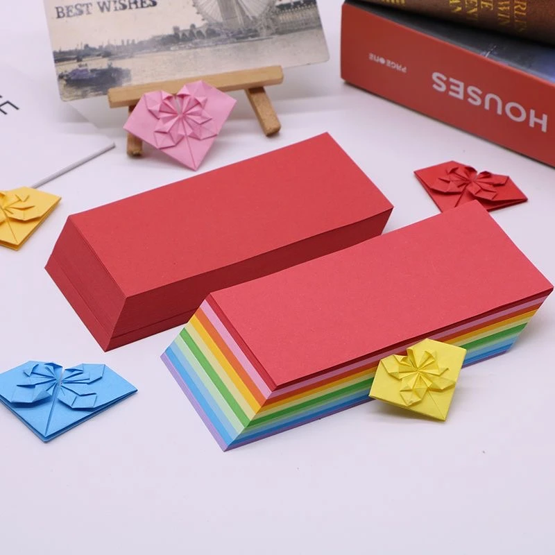 爱心折纸 长方形手工纸 儿童手工diy纸 彩色便签纸 纯色7*14厘米