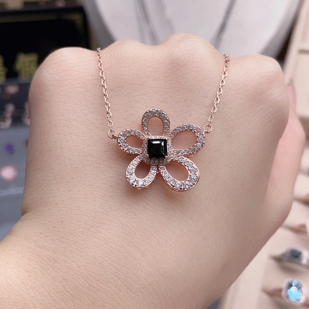 银S925镶嵌颈饰碧玺项链