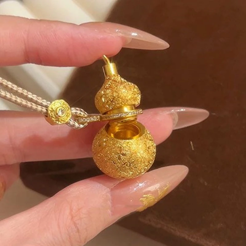 铜合金项链 【如意方珠】新款爆闪香囊丝绒葫芦吊坠棕绳轻奢时尚款.