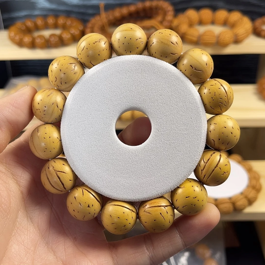 欢***好桃核吊坠盘锦奶油圆珠桃核