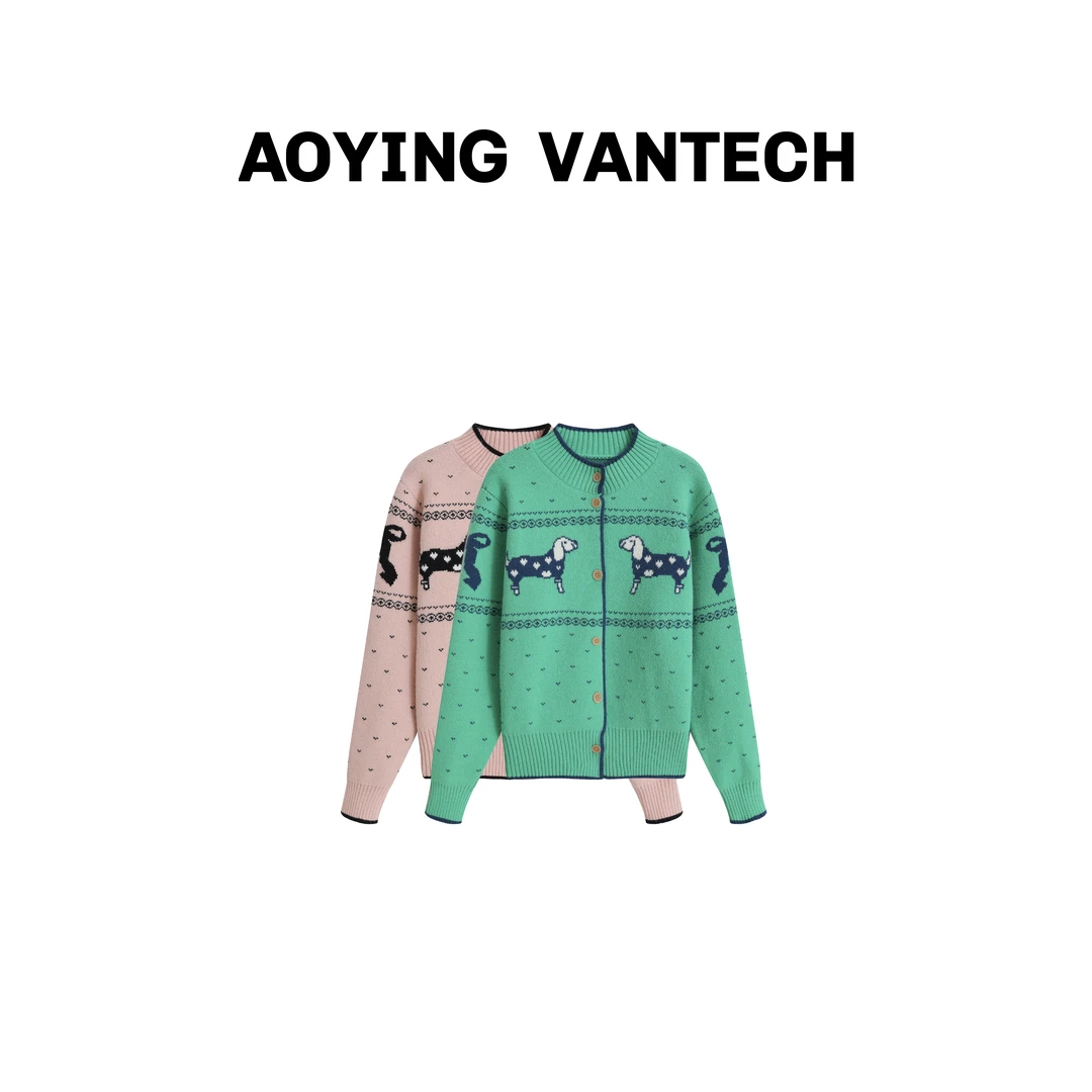 AOYING VANTECH【童话故事】软糯腊肠狗甜美上衣半高领开衫毛衣外套