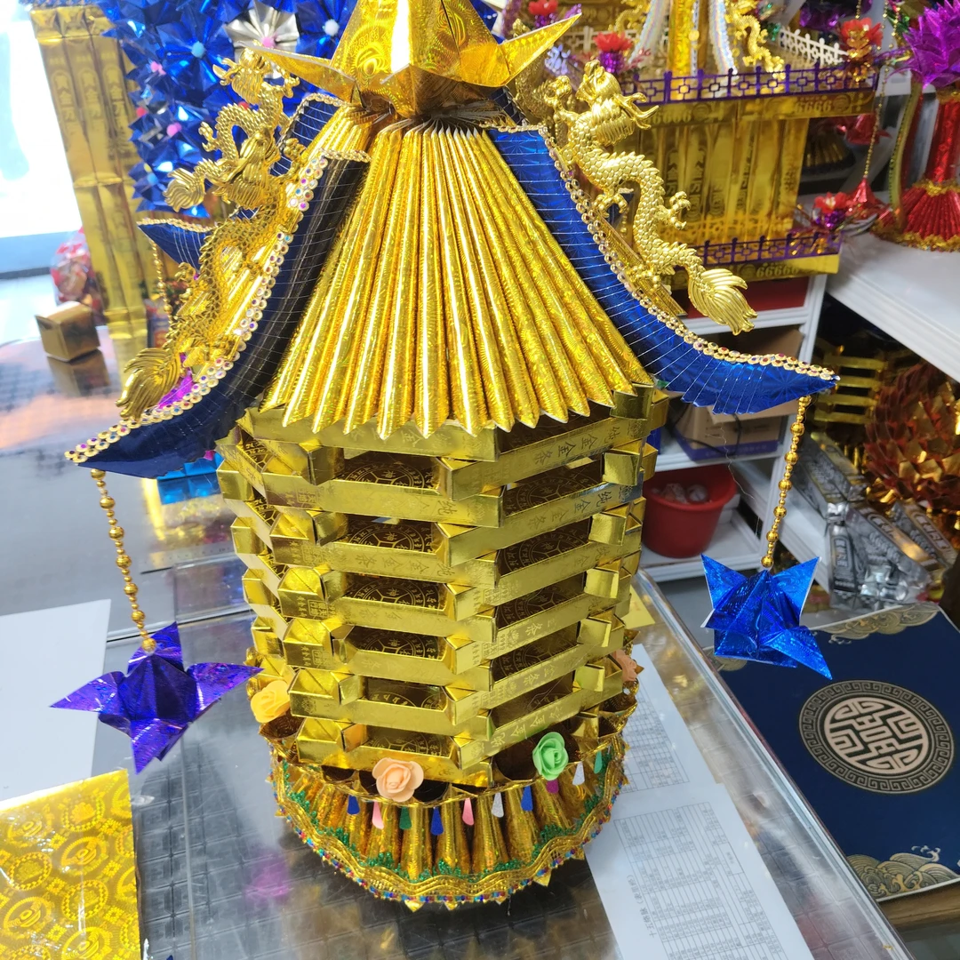 文昌玲珑塔折纸手工材料包需自折送教程高约宽约厘米半成品