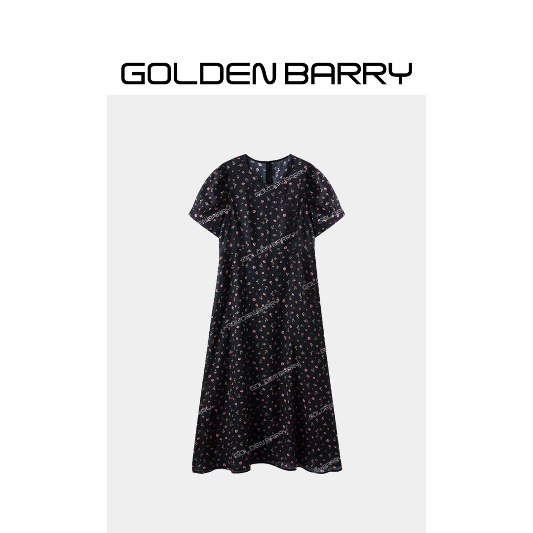 GOLDENBARRY|301250“漫舞玫瑰”时尚宽松经典碎花连衣裙