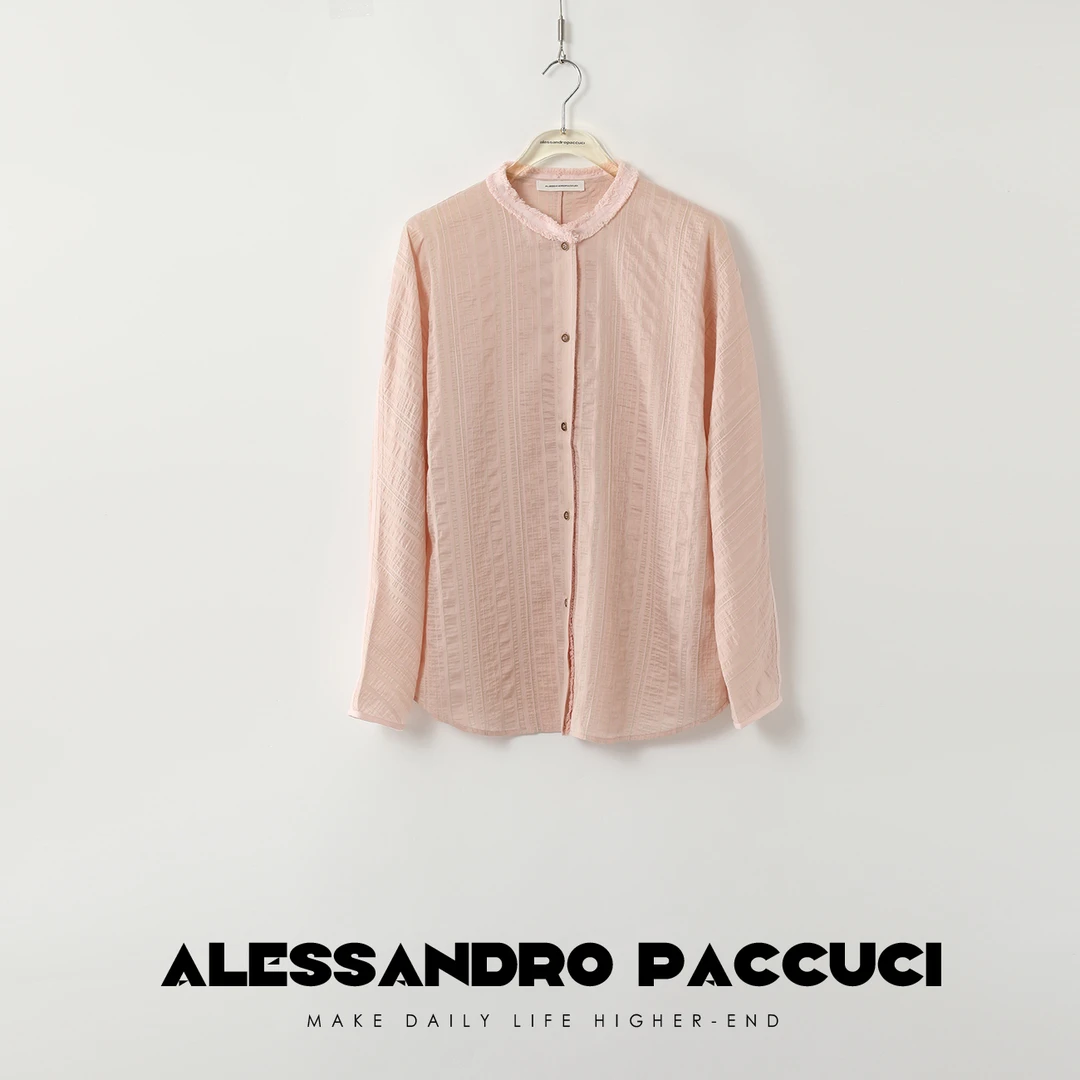 AP洛哥42048HC【国产】波西米亚风圈绒饰边连肩袖条纹长袖休闲衬衫