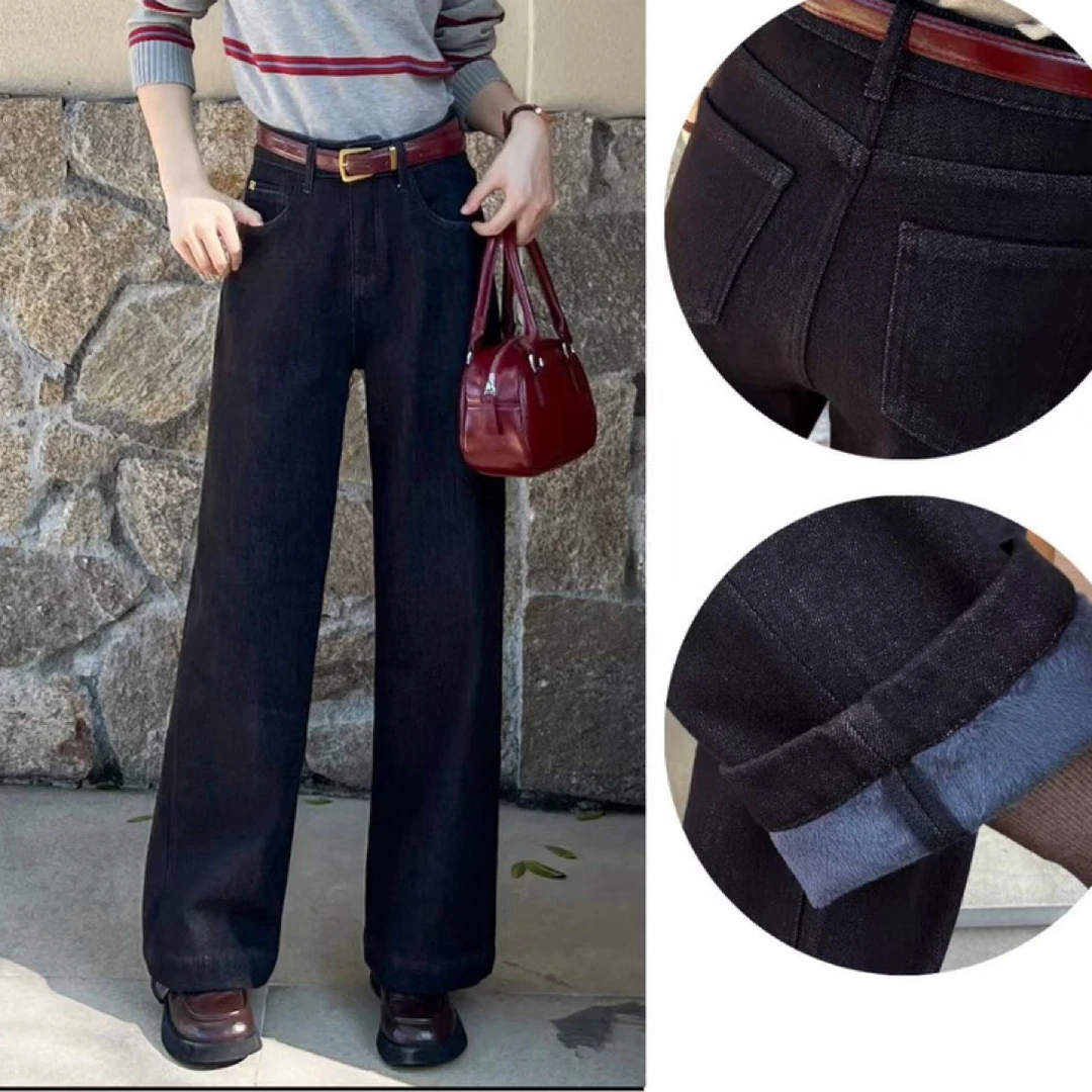 芭莎basha香港花牌宽松显瘦窄版直筒阔腿牛仔裤女十分裤小中个子