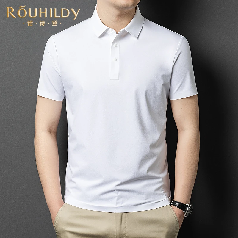 Rouhildy短袖t恤男冰丝薄款透气商务半袖上衣男士休闲翻领Polo衫