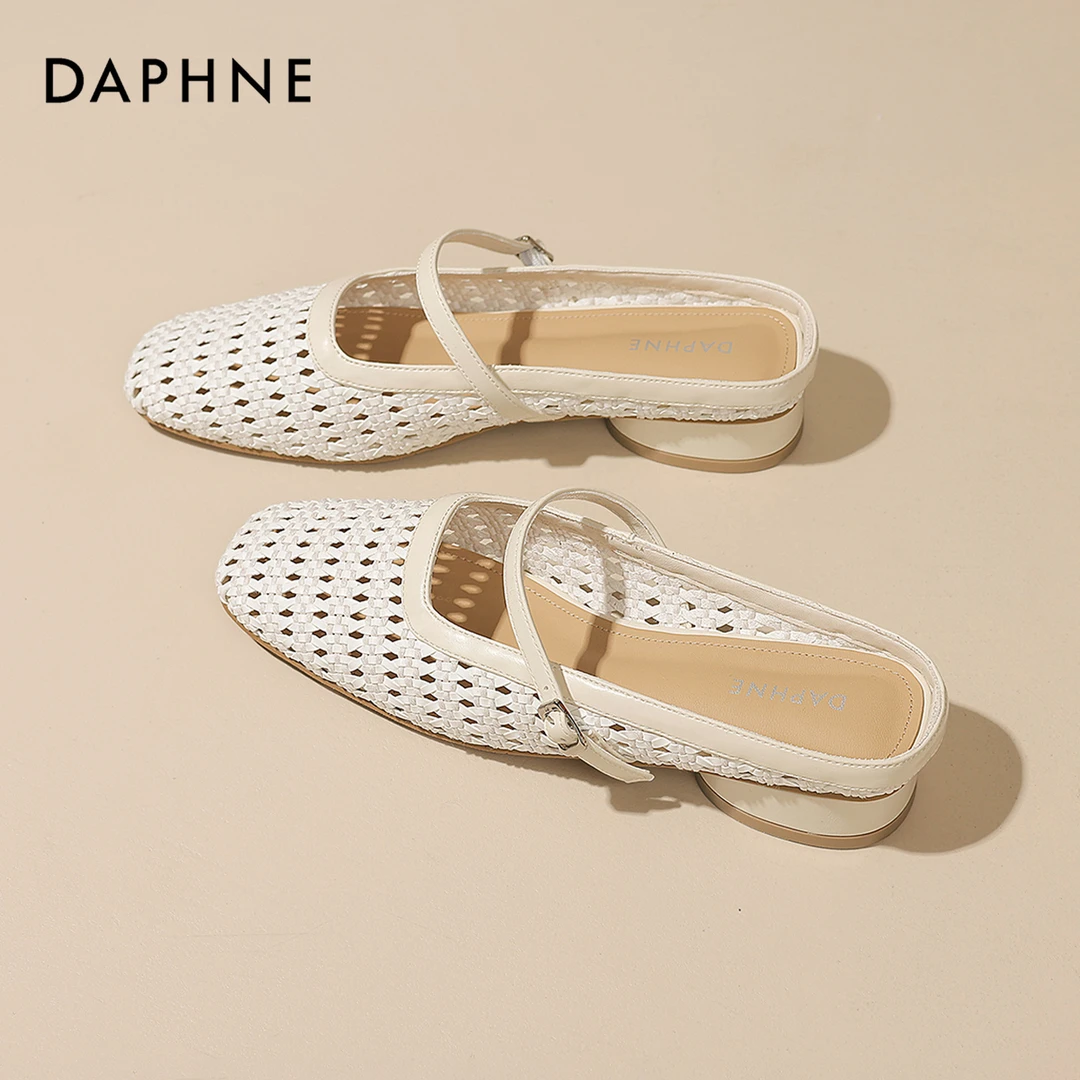 达芙妮外穿软底包头拖鞋女25夏季新款度假风舒适平底玛丽珍鞋单鞋